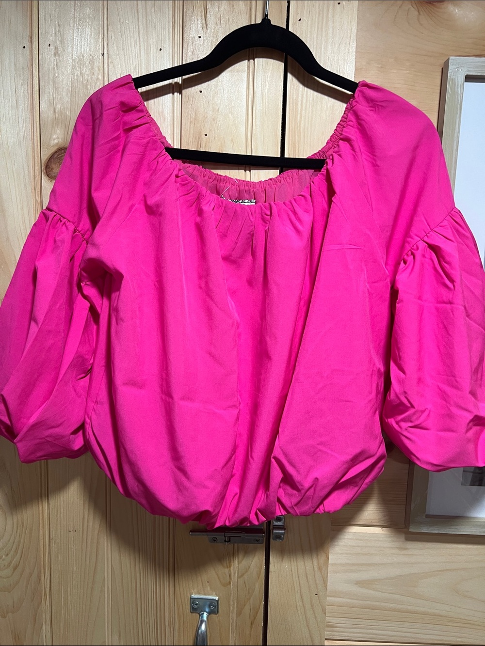 Flying Tomato Bright Pink Puff Sleeve Peasant Blouse